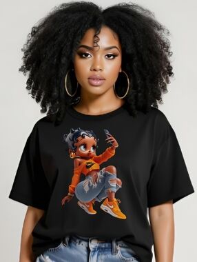 Black Betty Boop Classic Cartoon Tshirt